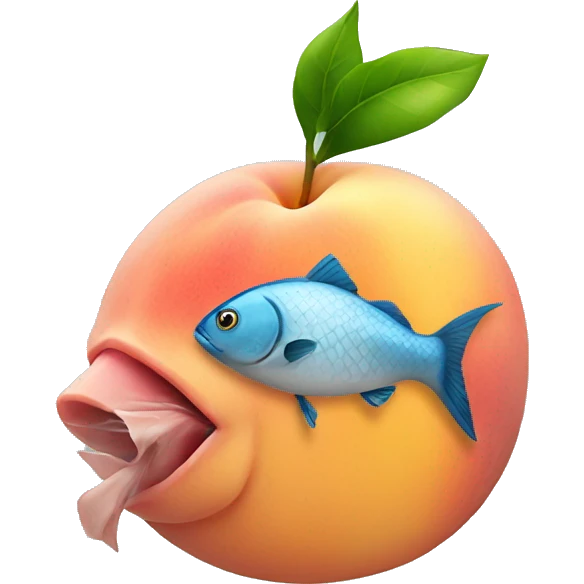 Fish touching a peach emoji