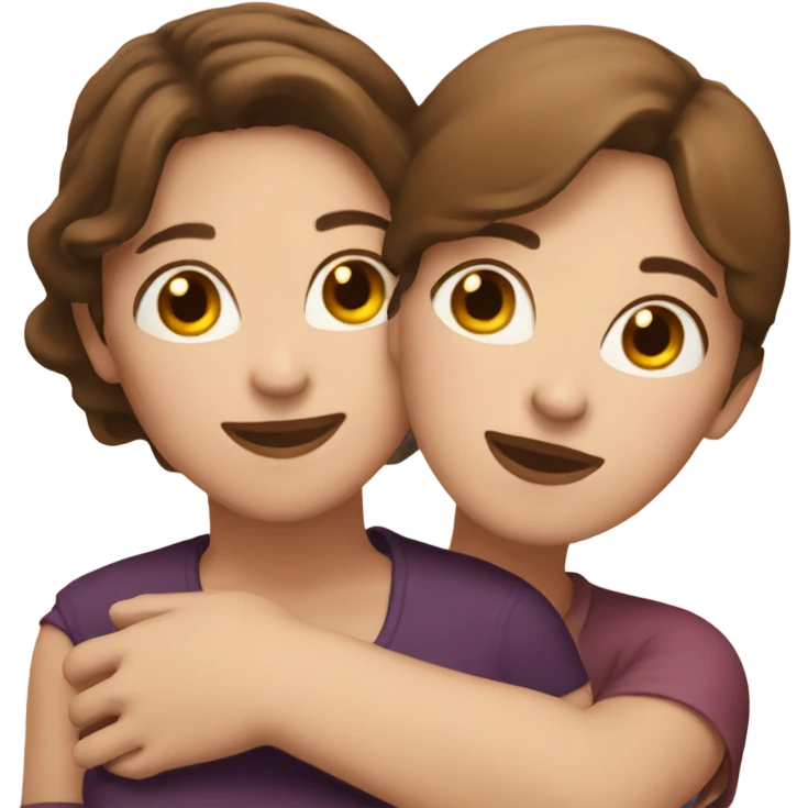 Woman with Brown Hair hugging another woman with brown hair  emoji