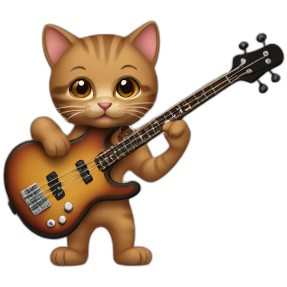 Brown Kitten playing bass emoji
