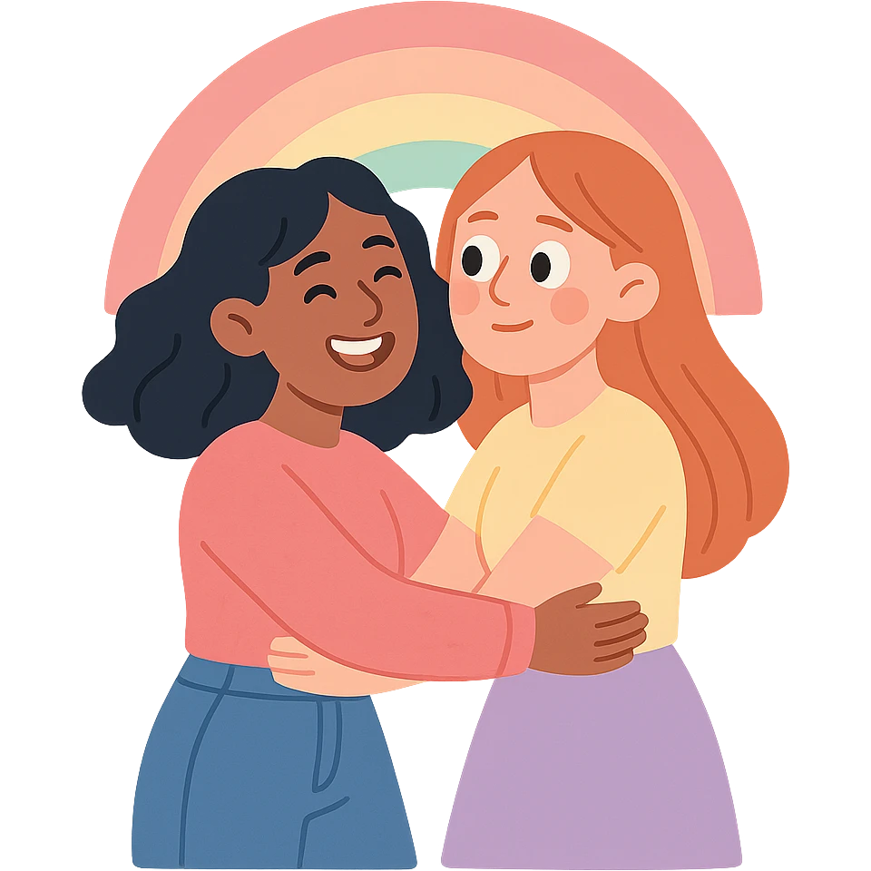 minimalist lesbian rainbow, soft pastel colors, no text emoji