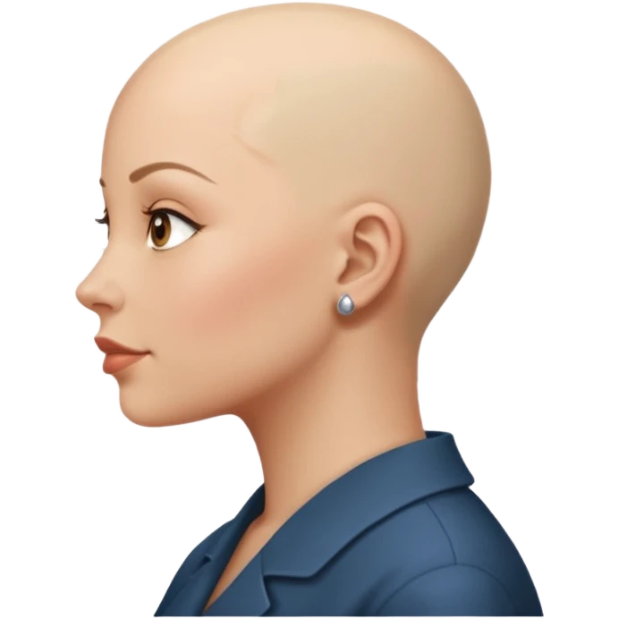 So she supposed to be bald and I kind of want her facing her side emoji