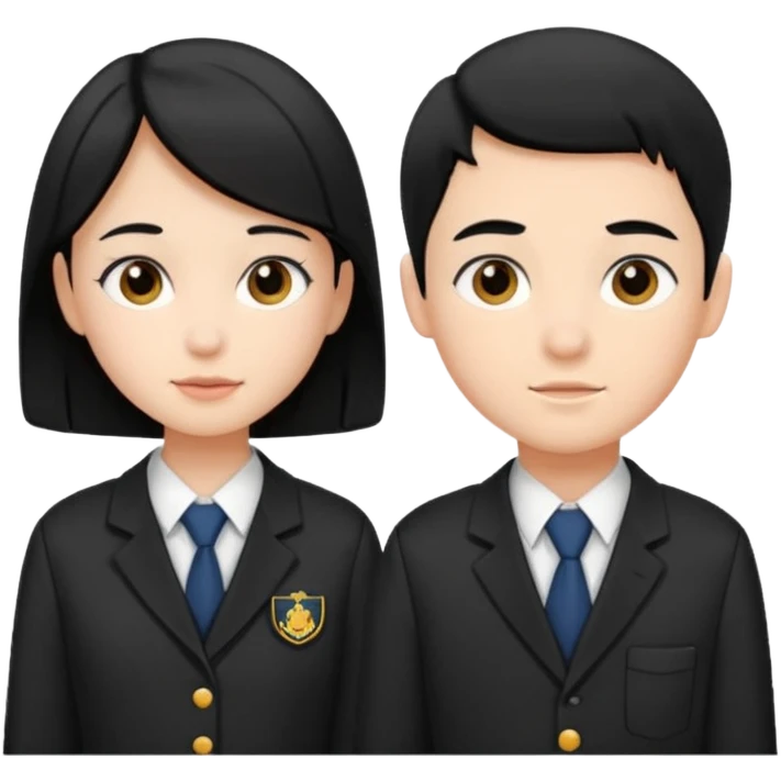students in school uniforms girl and boy black hair emoji
