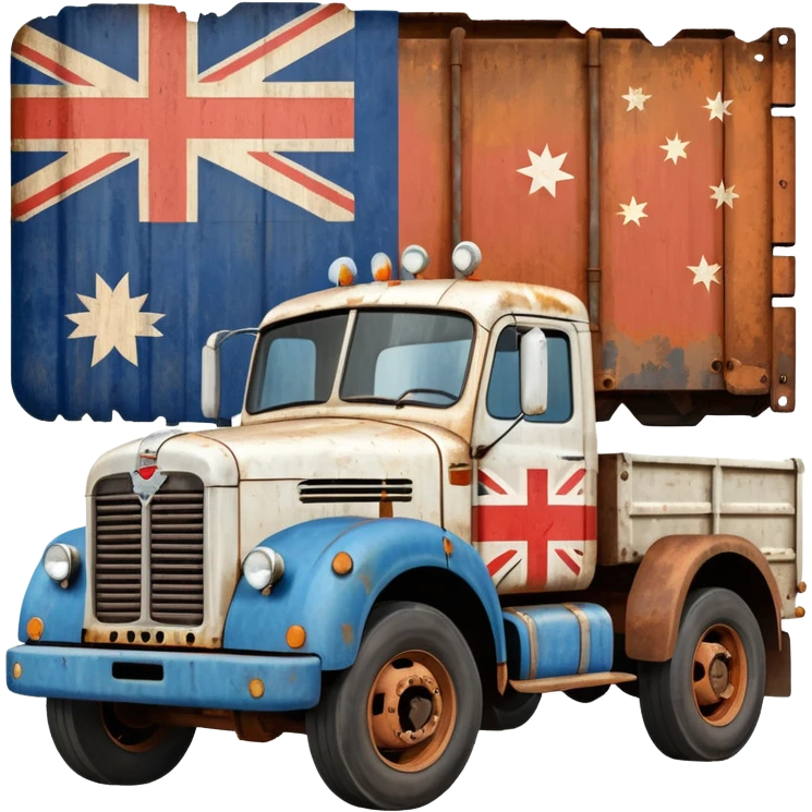 Old Mack truck with Australian flag decal on door emoji