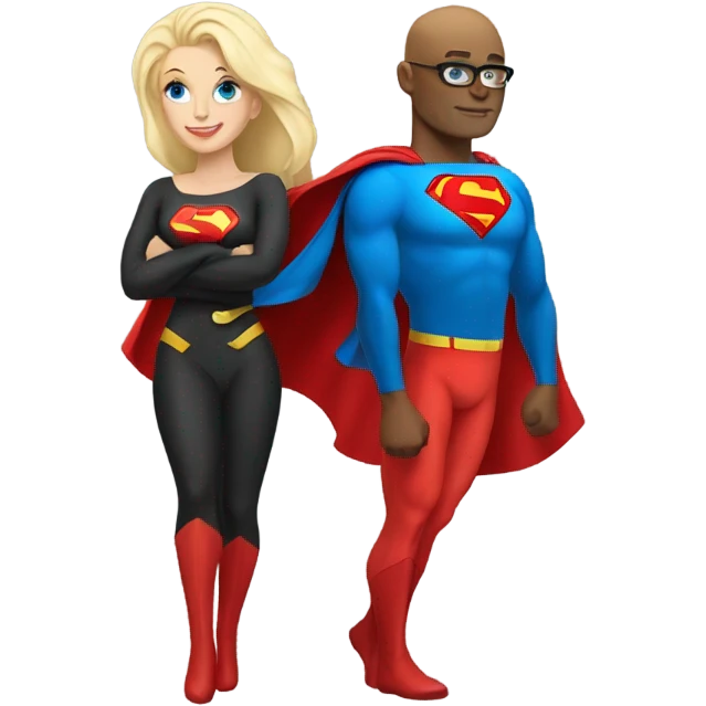Bald Superman and blonde superwoman emoji