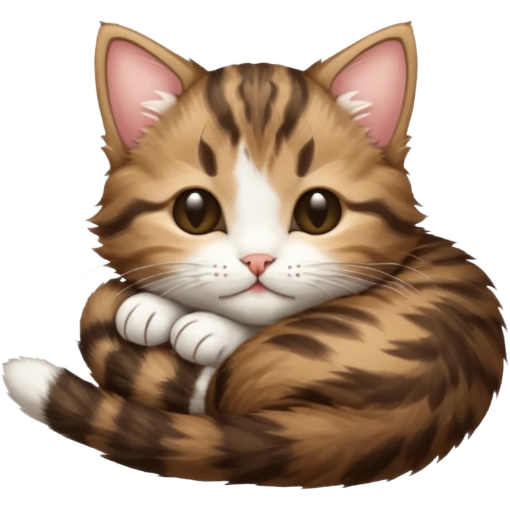 dark brown tabby and white kitten upside down sleeping emoji