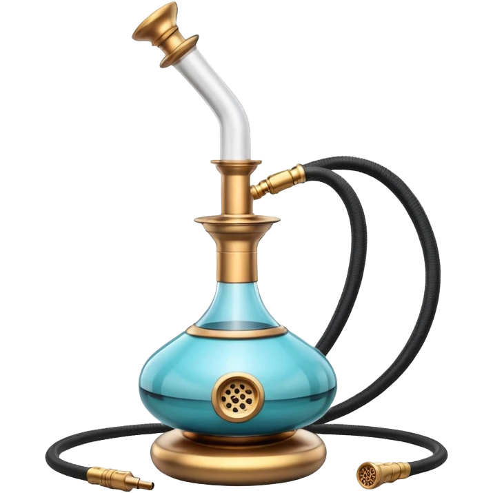 realistic modern hookah, sleek metal and glass design, ceramic hose, minimalistic, high detail, emoji style
 emoji