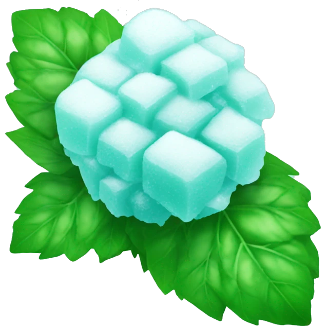 frozen mint with ice and snow on mint leaves emoji