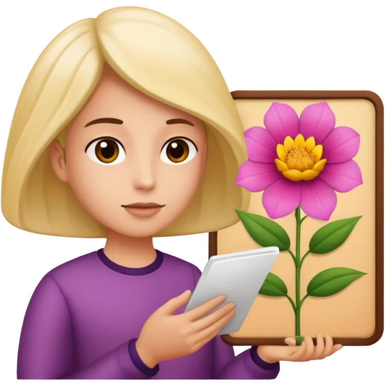 someone who's reading a panel to learn about a big tree/plant/flower emoji