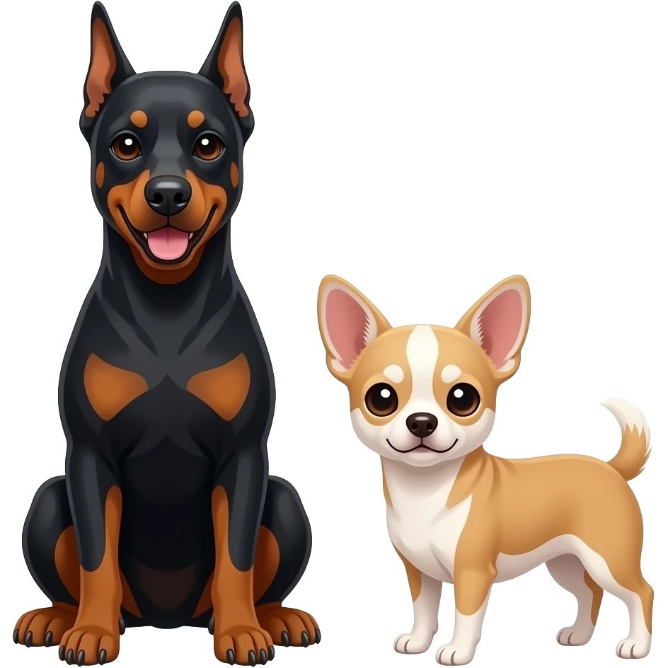 a doberman and a beige chihuahua emoji