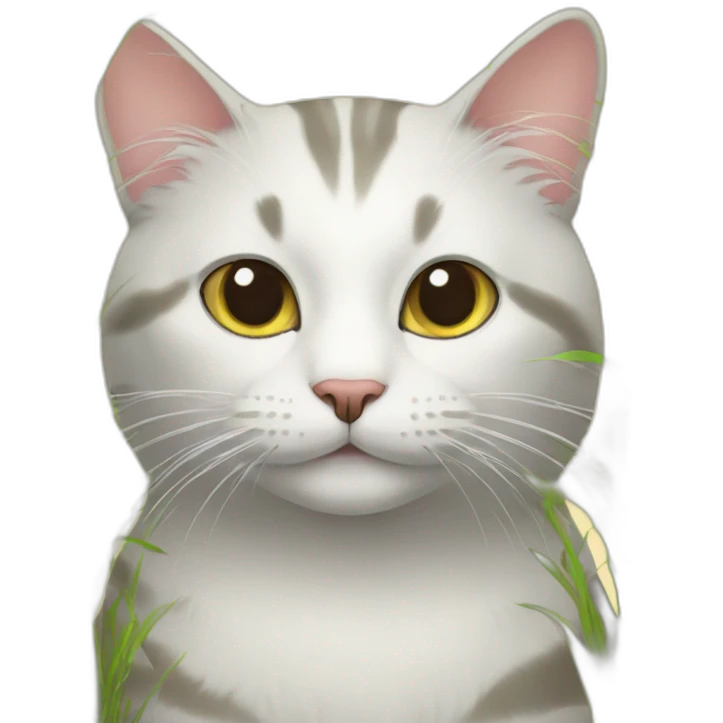 cat with round grasses emoji