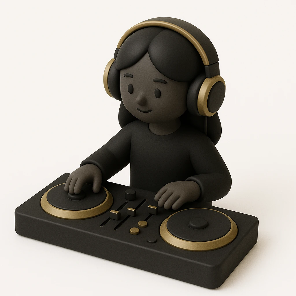 girl playing DJ set emoji