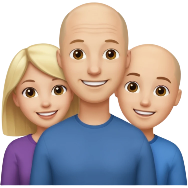 throuple blonde brunette females bald male emoji