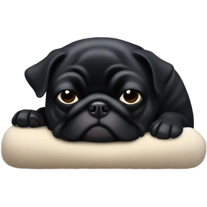 Black pug sleeping emoji