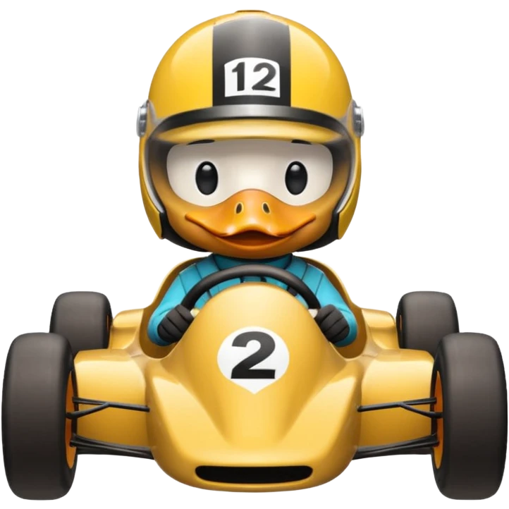 duck driving a race car emoji