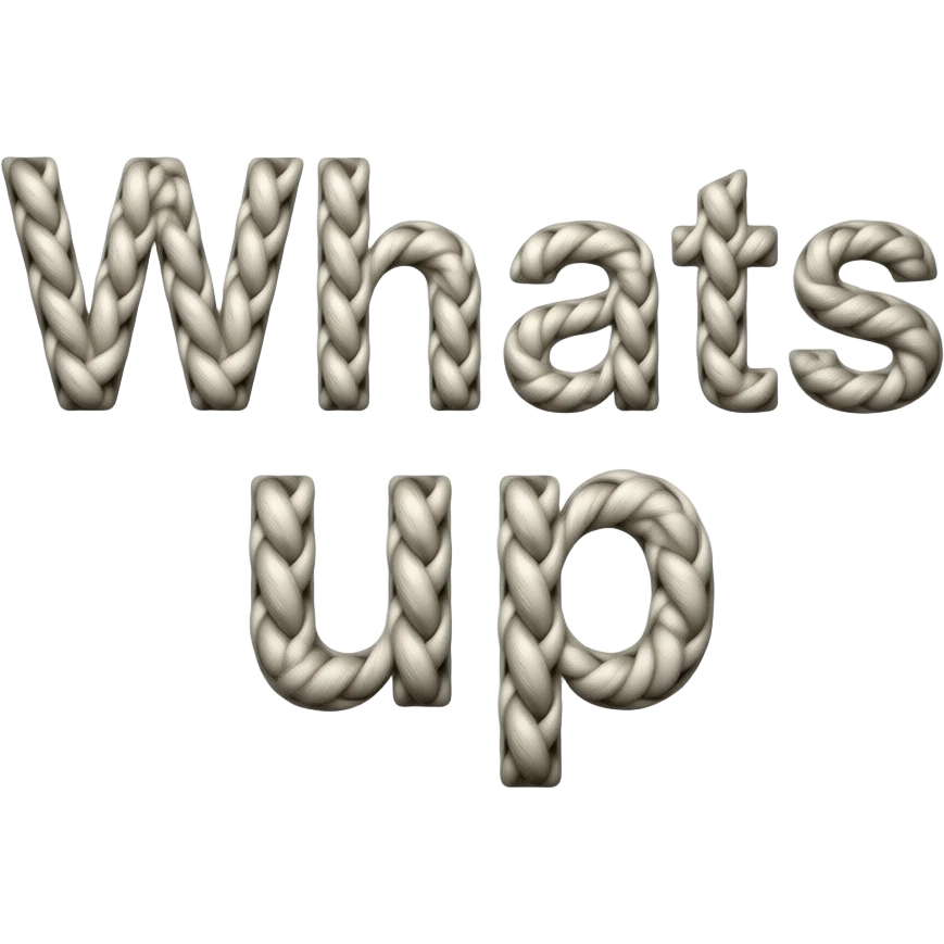 a square with rounded corners logo of the "Whats up" which is made of wool emoji