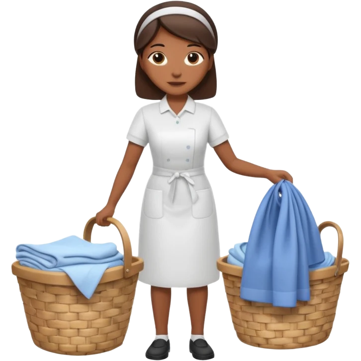 a detailed, high quality full body illustration of a housekeeper folding the laundry, emoji
