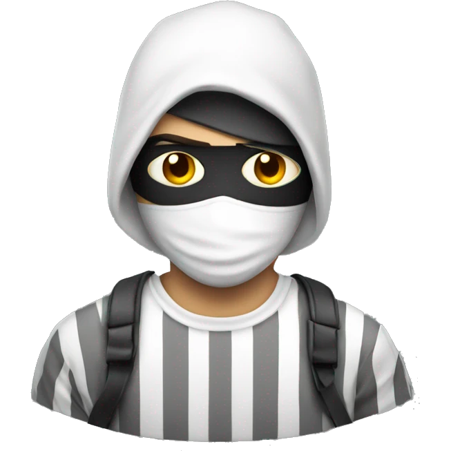 Burglar with eye mask and striped white and white shirt emoji