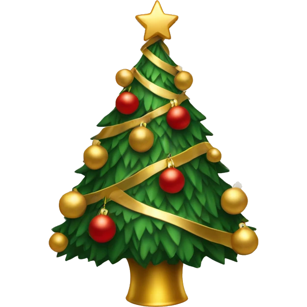 christmas tree with gold and red decoration emoji