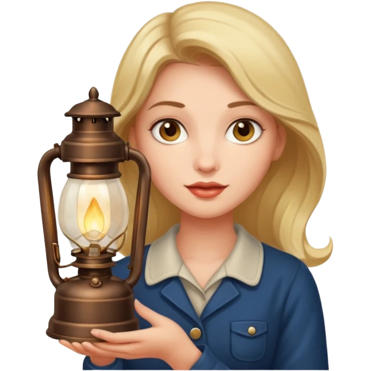 holding vintage gas lamp, female emoji