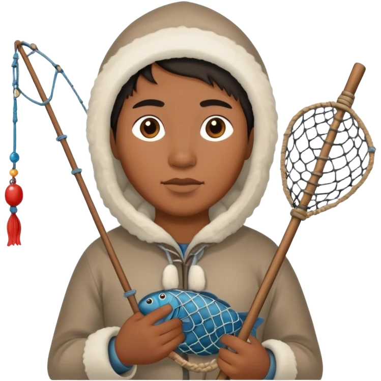 Inuit with a fishing net emoji