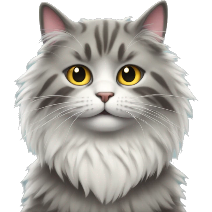 A fluffy cat with a knife  emoji