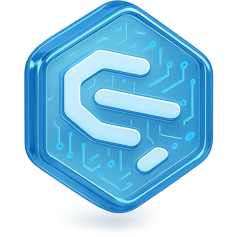 minimalist CSE logo, abstract circuit elements, modern look, blue and white emoji