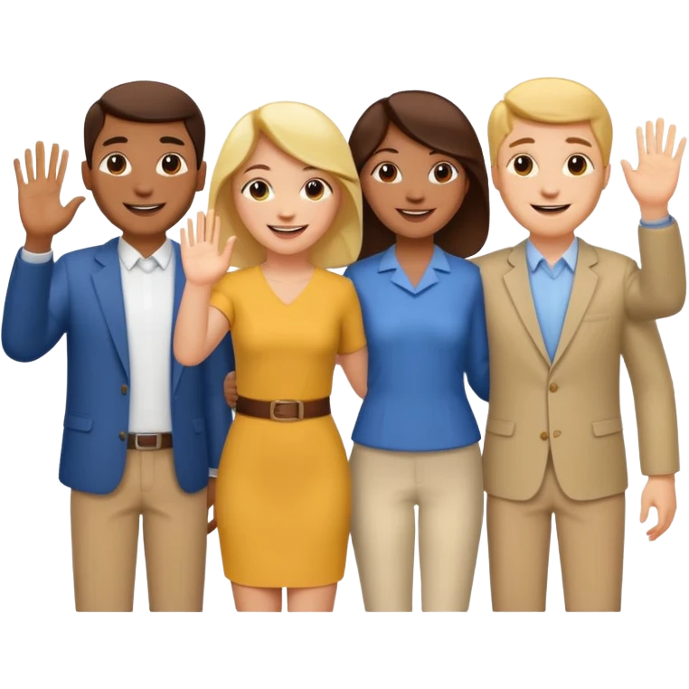 standing and saying goodbye a group of coworkers to right side emoji