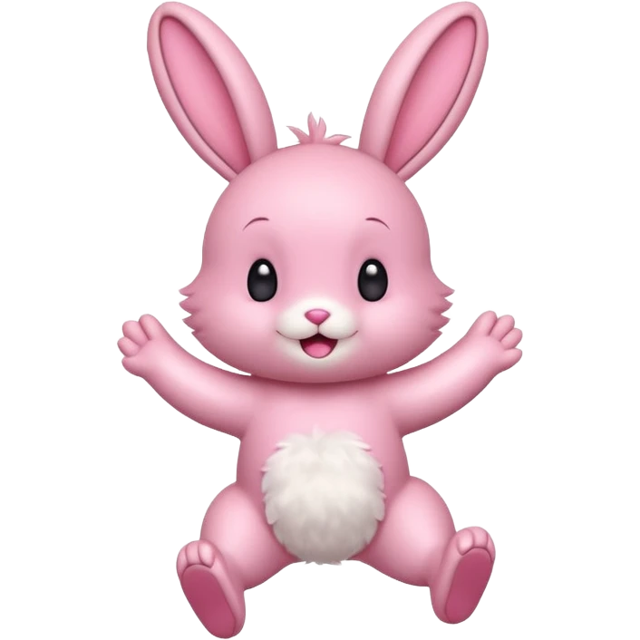 Exited pink bunny, kawaii chibi fluffy ears and body jumping of excitement  emoji