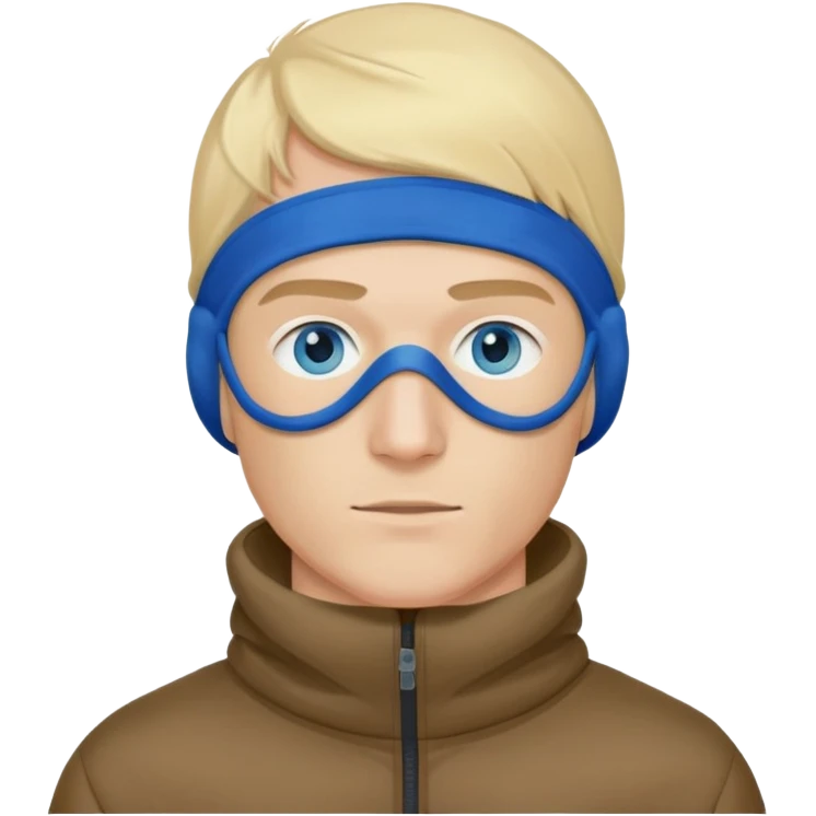 Blue eyed blonde man french crop bombarder jacket balaclava mask emoji