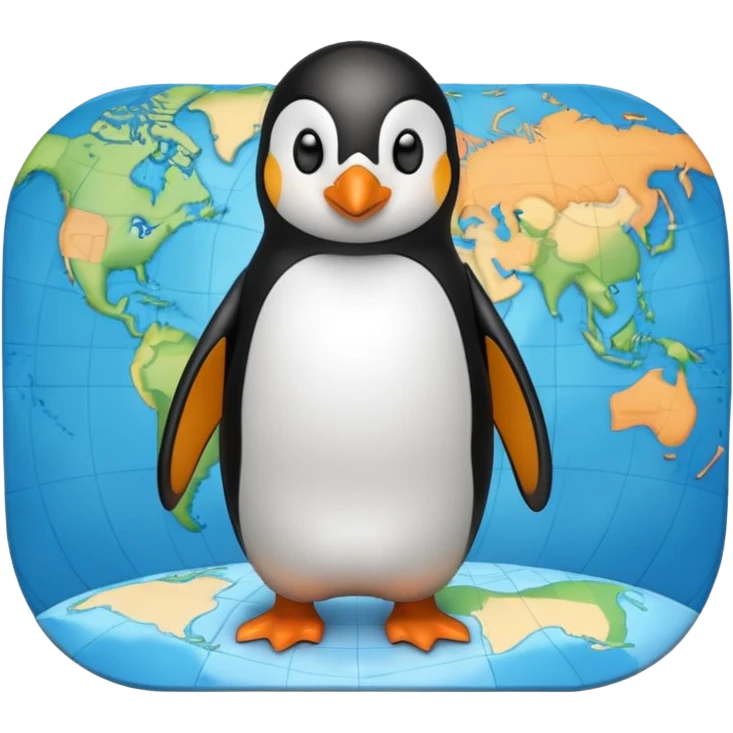Pinguin auf Weltkarte emoji