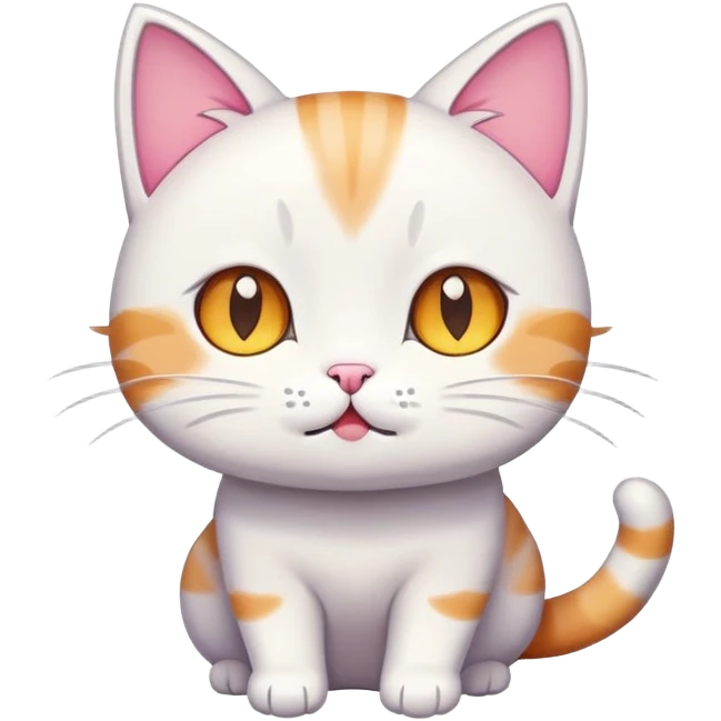 a cute and funny cartoon cat sticker, colorful, exaggerated expression, playful pose, dreamy and wandering eyes, slightly dazed look, kawaii style, white background, high resolution, chibi style
 emoji