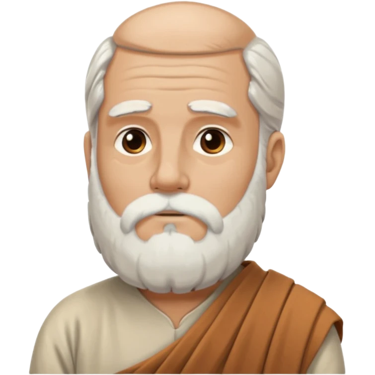 An emoji portrait of an ancient Greek philosopher. He has a flowing white beard and wears a simple chiton. His expression is thoughtful and profound. emoji