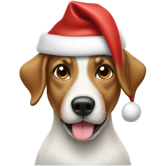 Dog wearing a Santa hat emoji