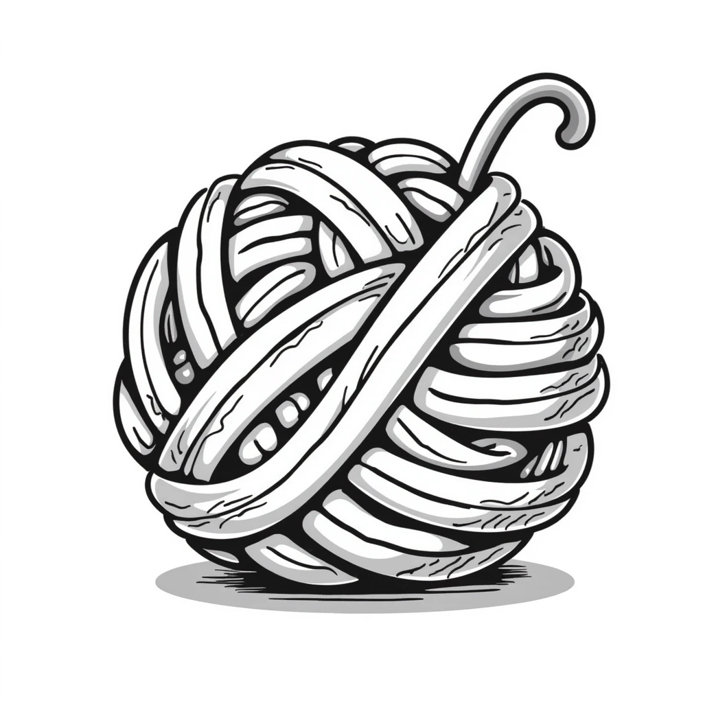 hand drawn doodle of a ball of yarn emoji