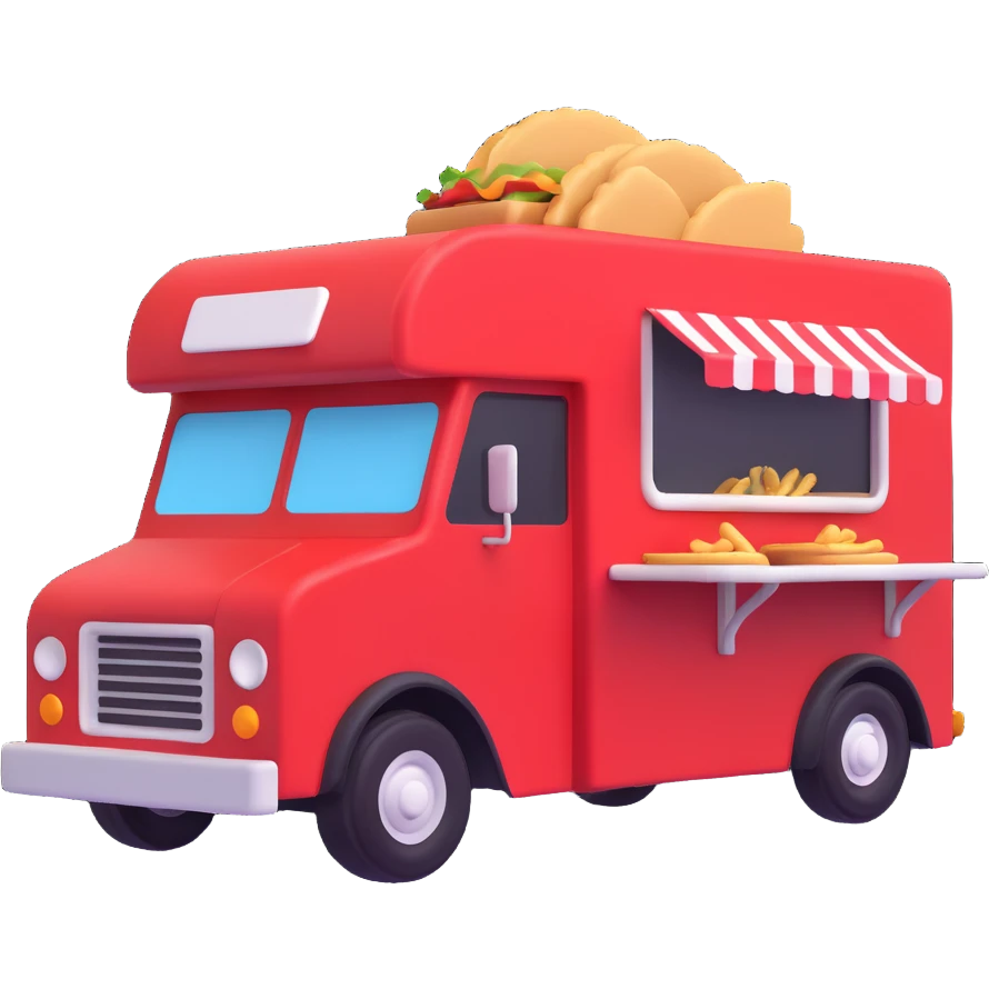 generate me a 3D red truck shawarma food truck emoji