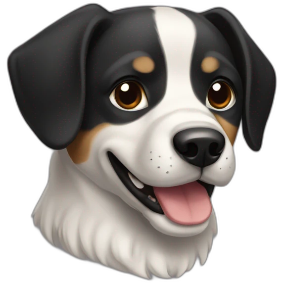 Perro negro oreja derecha levantada  emoji