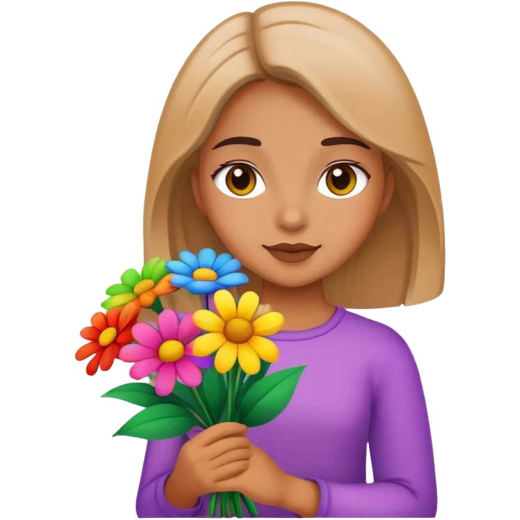 Girl holding flowers emoji