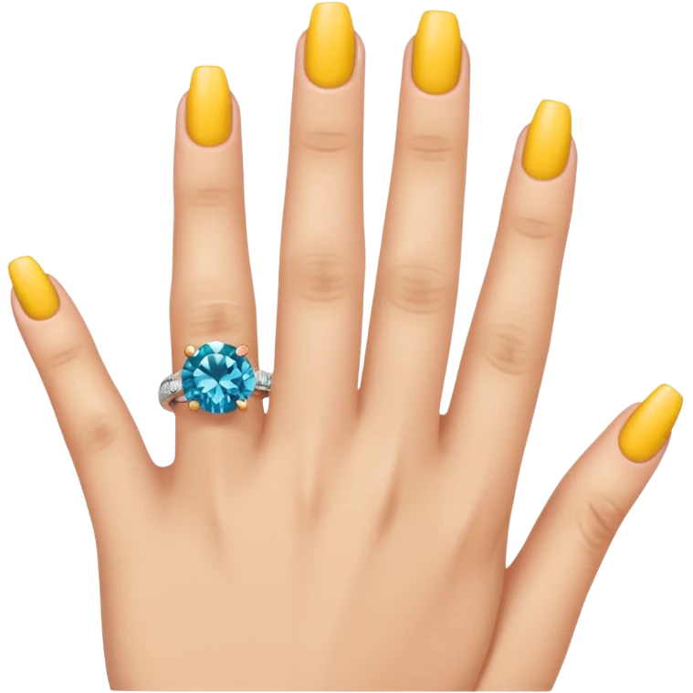 woman's hand with long beautiful nails and engagement ring, emoji style emoji