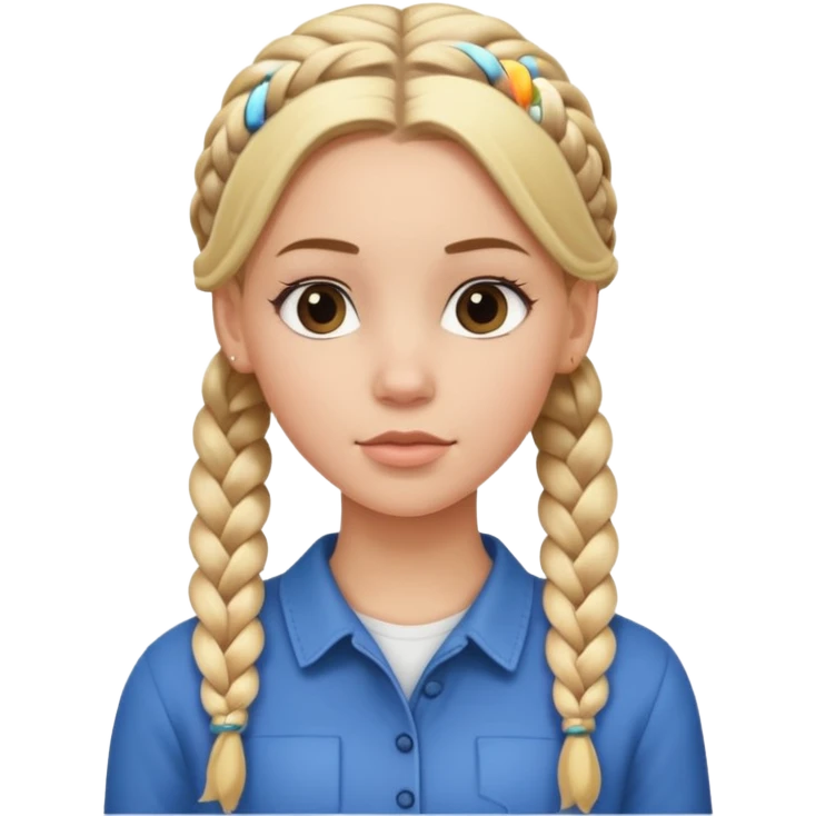 white girl with full braided blonde hair, side cornrows emoji