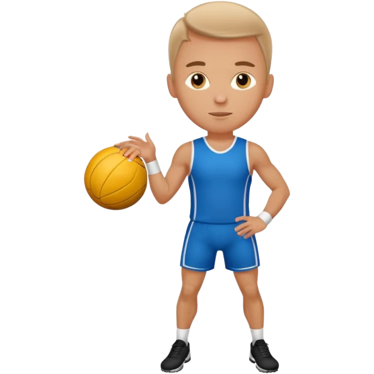white sportsman in the playground with ball, dressed in sport suit emoji