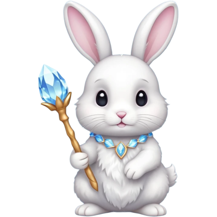 White bunny with wand and cristals emoji