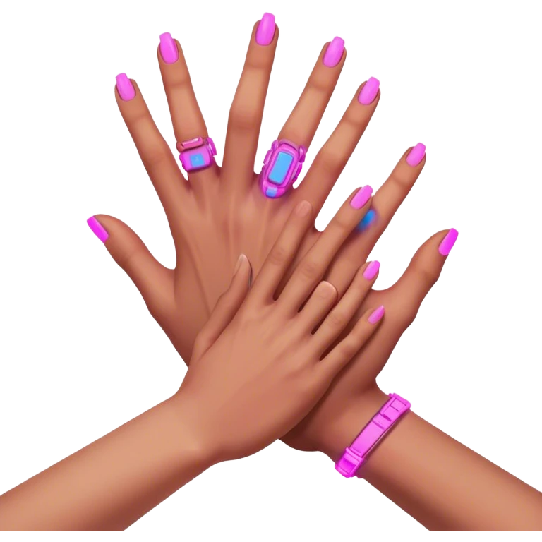 Neon cyberpunk style 
male hand holding female emoji