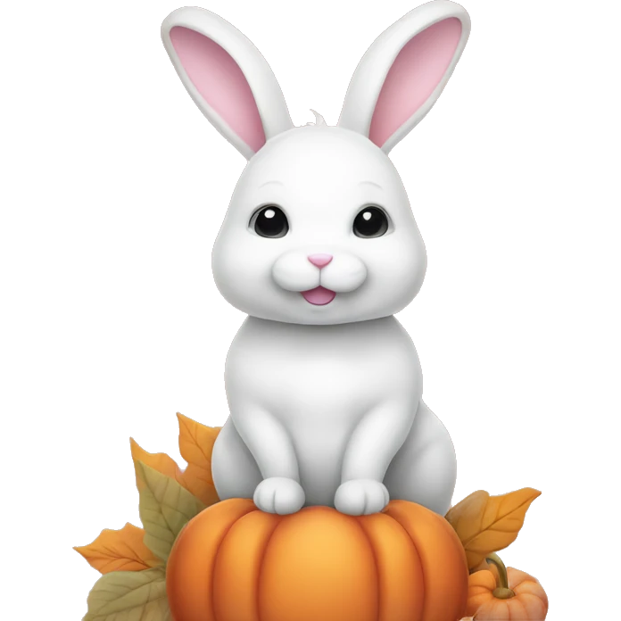 autumn cozy white rabbit in light pink pumpkin  emoji