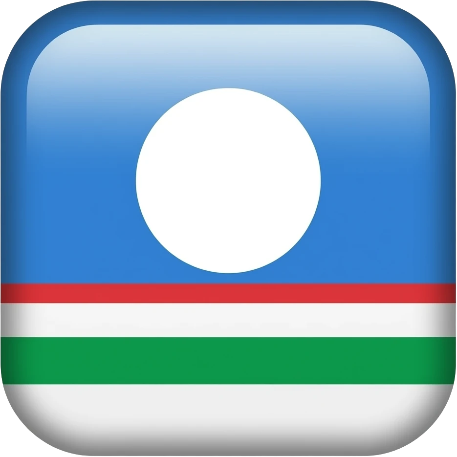 голубое небо без облок 1 белый круг в середине 1 красная полоса в низу 1 зелёная полоса ниже красной полосы 1 белая полоса выше зелёной полосы в виде флага одна зелёная полоса emoji