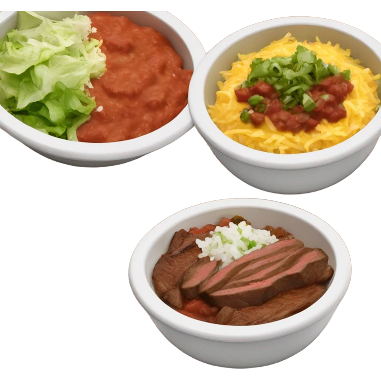 Chipotle bowl steak white rice cheese lettuce mild salsa  emoji