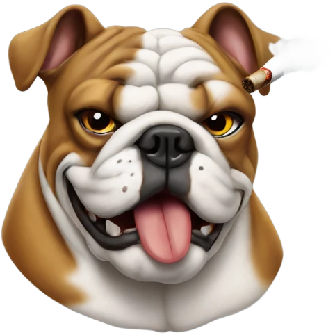 Bulldog smoking a cigar emoji