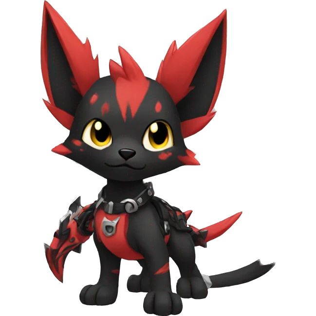 cool edgy black punk red animal hybrid Fakemon full body emoji