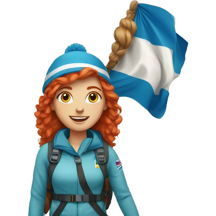 a red hair female on everest with greek flag emoji