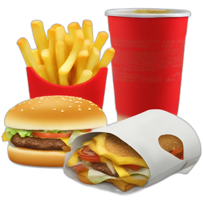 burger and fries on white emoji