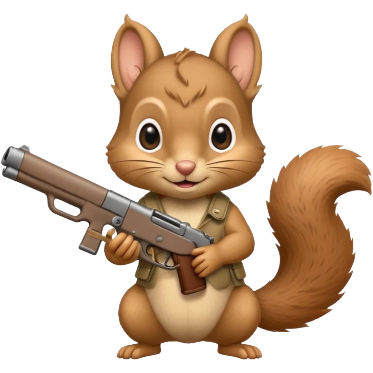 Baby Squirrel holding a gun emoji